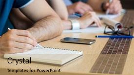  Presentation with shot - PPT theme consisting of shot of man taking down background and a coral colored foreground