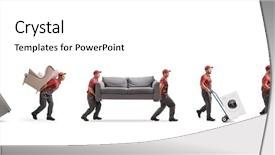  Presentation with furniture - Beautiful PPT layouts featuring shot of movers carrying furniture backdrop and a white colored foreground