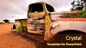  Presentation with wide - Theme enhanced with shot of old rustic truck background and a tawny brown colored foreground
