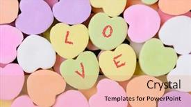  Presentation with candy heart - Audience pleasing PPT theme consisting of macro shot of pastel candy backdrop and a blonde colored foreground