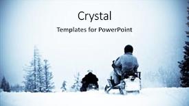  Presentation with winter storm - Amazing presentation design having shot of people riding snowmobile backdrop and a sky blue colored foreground