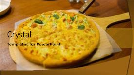  Presentation with durian - Beautiful slide set featuring shot of pizza with durian backdrop and a  colored foreground