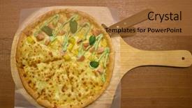  Presentation with durian - Audience pleasing presentation theme consisting of shot of pizza with durian backdrop and a coral colored foreground