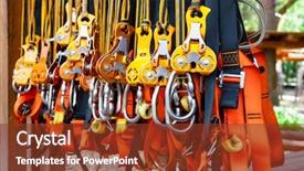  Presentation with self development - PPT theme having shot of safety harness self background and a tawny brown colored foreground