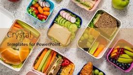  Presentation with healthy - Presentation theme having shot-of-school-lunchboxes background and a yellow colored foreground