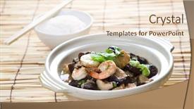  Presentation with seafood - Slides with hotpot - shot of seafood casserole background and a cream colored foreground
