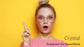  Presentation with shot - PPT theme consisting of shot-of-stupefied-shocked-blonde background and a yellow colored foreground