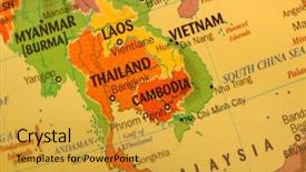  Presentation with thai - Audience pleasing presentation theme consisting of shot of thai land map backdrop and a gold colored foreground