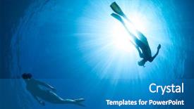  Presentation with underwater - Presentation design with shot of the couple gliding background and a teal colored foreground