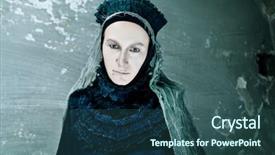  Presentation with old fashioned - Theme enhanced with shot of the woman in old-fashioned dress background and a ocean colored foreground