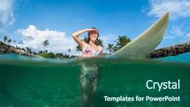  Presentation with underwater - Cool new slides with shot of the young lady backdrop and a ocean colored foreground