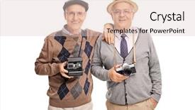  Presentation with studio - Cool new PPT theme with shot of two senior gentlemen backdrop and a lemonade colored foreground