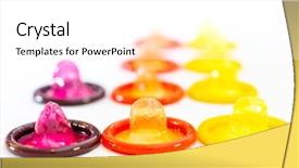  Presentation with condoms - PPT theme having shot of various colorful condom background and a white colored foreground