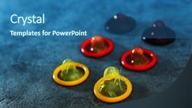  Presentation with condoms - Colorful PPT theme enhanced with shot of various colorful condom backdrop and a ocean colored foreground