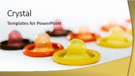  Presentation with condom - Presentation theme enhanced with shot of various colorful condom background and a white colored foreground