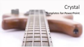  Presentation with bass guitar - PPT theme featuring shot of wooden bass guitar background and a sky blue colored foreground