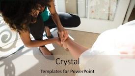  Presentation with beautician - Audience pleasing slides consisting of shot put event - high angle view of beautician backdrop and a coral colored foreground