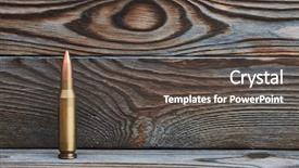  Presentation with dental full metal crown - Slide deck having shot weapon cartridge - full metal jacket bullet background and a dark gray colored foreground