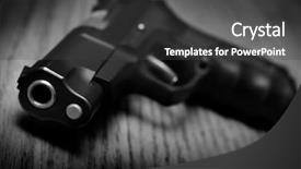  Presentation with self defense - Presentation enhanced with shot weapon cartridge - handguns and pistols for shooting background and a dark gray colored foreground