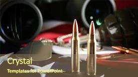  Presentation with american flag and eagle - Audience pleasing presentation theme consisting of shot weapon cartridge - military set on american flag backdrop and a violet colored foreground