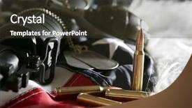  Presentation with military sexual assault - Presentation theme consisting of shot weapon cartridge - military set on fur background background and a tawny brown colored foreground