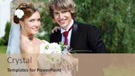  Presentation with marriage - Beautiful theme featuring shot young couples entering into marriage portrait of bride and groom in nature backdrop and a coral colored foreground