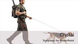  Presentation with beagle dog - Presentation design consisting of shotgun - full length profile shot background and a light gray colored foreground