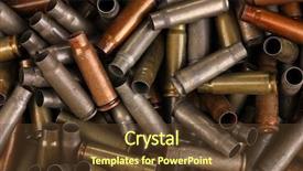  Presentation with hunting double barrel vintage shotgun - Cool new slide deck with shotgun cartridges close-up background backdrop and a tawny brown colored foreground