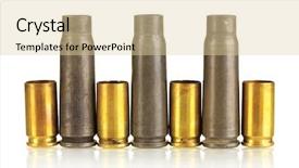  Presentation with white - Audience pleasing PPT theme consisting of shotgun cartridges isolated on white backdrop and a  colored foreground