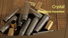  Presentation with close up wooden decking - PPT layouts enhanced with shotgun cartridges on wooden table background and a  colored foreground