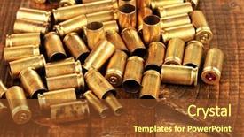  Presentation with close up wooden decking - Presentation design featuring shotgun cartridges on wooden table background and a tawny brown colored foreground