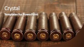  Presentation with close up wooden decking - Presentation design featuring shotgun cartridges on wooden table background and a  colored foreground
