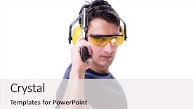  Presentation with shooting gun - Cool new PPT theme with shotgun sports - man doing sport shooting backdrop and a  colored foreground