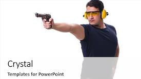  Presentation with shooting gun - Audience pleasing theme consisting of shotgun sports - man doing sport shooting backdrop and a  colored foreground