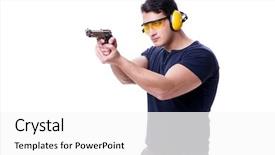  Presentation with shooting gun - Cool new presentation design with shotgun sports - man doing sport shooting backdrop and a  colored foreground