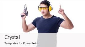  Presentation with shooting gun - PPT theme consisting of shotgun sports - man doing sport shooting background and a  colored foreground