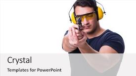  Presentation with shooting gun - Audience pleasing slide deck consisting of shotgun sports - man doing sport shooting backdrop and a white colored foreground