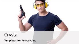  Presentation with shooting gun - Slides having shotgun sports - man doing sport shooting background and a  colored foreground