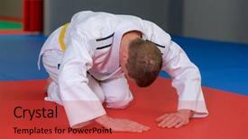  Presentation with judo - PPT theme consisting of shotokan karate - bowing before judo match background and a red colored foreground