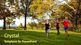  Presentation with group training - Colorful presentation enhanced with shotokan karate - group of young adults training backdrop and a tawny brown colored foreground