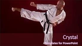  Presentation with women self defense martial arts - Beautiful PPT theme featuring shotokan karate - martial arts master exhibition backdrop and a wine colored foreground