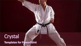  Presentation with martial arts - Colorful presentation design enhanced with shotokan karate - martial arts master exhibition backdrop and a tawny brown colored foreground