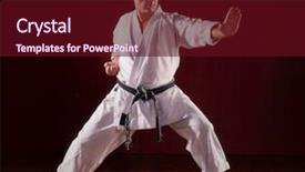  Presentation with martial arts - PPT theme having shotokan karate - martial arts master exhibition background and a wine colored foreground