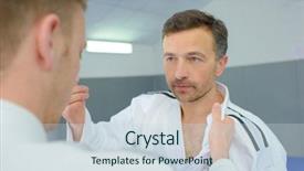  Presentation with judo - Slide set having shotokan karate - two men practicing judo moves background and a lemonade colored foreground