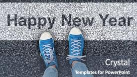  Presentation with athletic shoe - Colorful slide deck enhanced with shot put event - casual shoes against athletic man backdrop and a ocean colored foreground