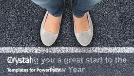  Presentation with feet - Audience pleasing PPT layouts consisting of shot put event - casually dressed womans feet backdrop and a  colored foreground