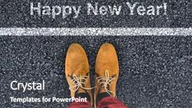  Presentation with athletic shoe - Cool new presentation theme with shot put event - close-up of person wearing shoes backdrop and a dark gray colored foreground