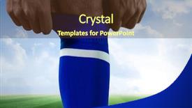  Presentation with soccer field - Presentation design with shot put event - digital composite of soccer player background and a tawny brown colored foreground