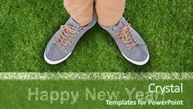  Presentation with shoes - Colorful presentation theme enhanced with shot put event - low section of man wearing backdrop and a tawny brown colored foreground