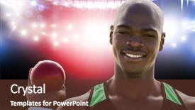  Presentation with african american talent show - PPT layouts enhanced with is holding a shot put background and a tawny brown colored foreground